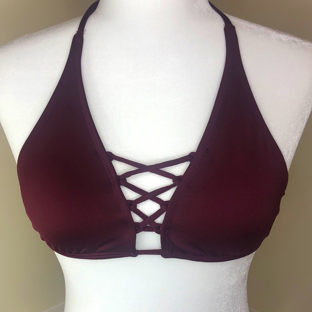 Mossimo Halter Swim Bikini Top Maroon Size SMALL